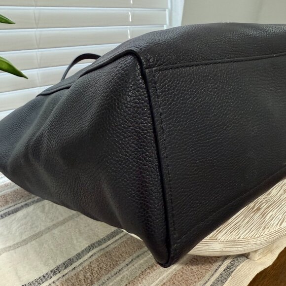 COACH TURNLOCK CHAIN TOTE Black Pebbled Leather Shoulder Bag Work Travel Casual - Picture 12 of 16